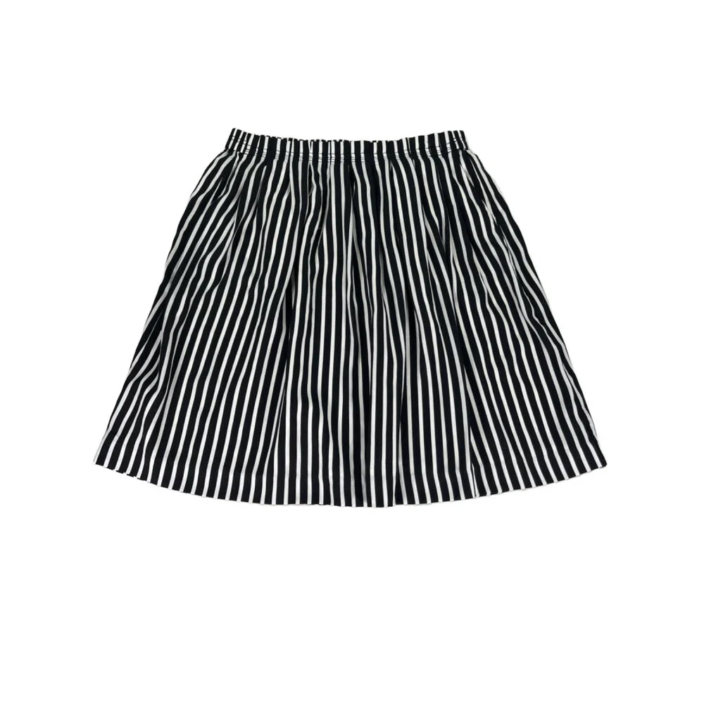 J.Crew Women's Black/White Striped Pleated Midi Skirt - 14